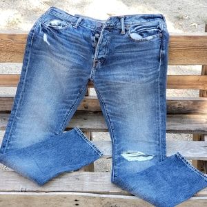 Slightly distressed denim